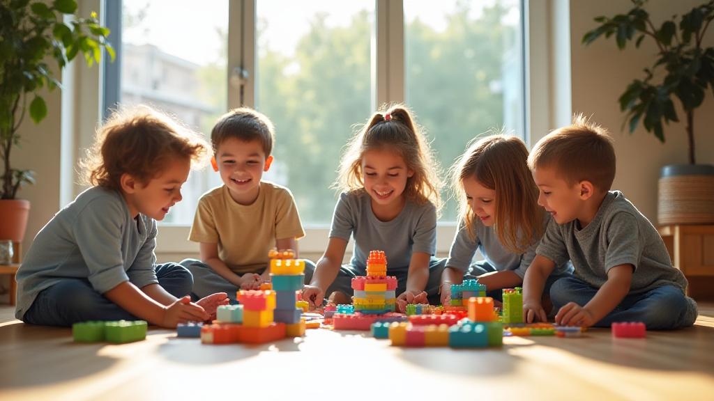 Children playing with diverse range of toys